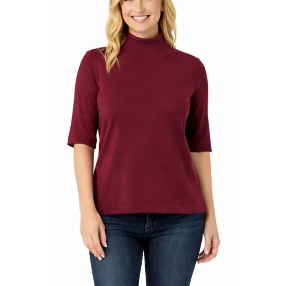 Philosophy cranberry red turtleneck short sleeve top small